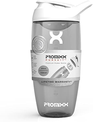 PROMIXX PRO SHAKER בקבוק | נטען, חזק לשייקי חלבון חלקים | כולל אחסון תוספים - BPA בחינם IX -R Edition כסף/כחול וברור